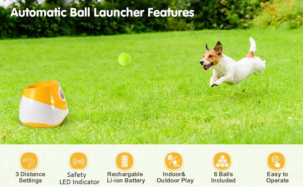 Automatic Dog Ball Launcher with 3 Mini Tennis Balls (2 Inch), 3 Adjustable Distances, Small & Medium Dogs Interactive Toy for Indoor Outdoor Play Durable Chew Automatic Dog Ball Launcher with 3 Mini Tennis Balls (2 Inch), 3 Adjustable Distances, Small & Medium Dogs Interactive Toy for Indoor Outdoor Play Durable Chew