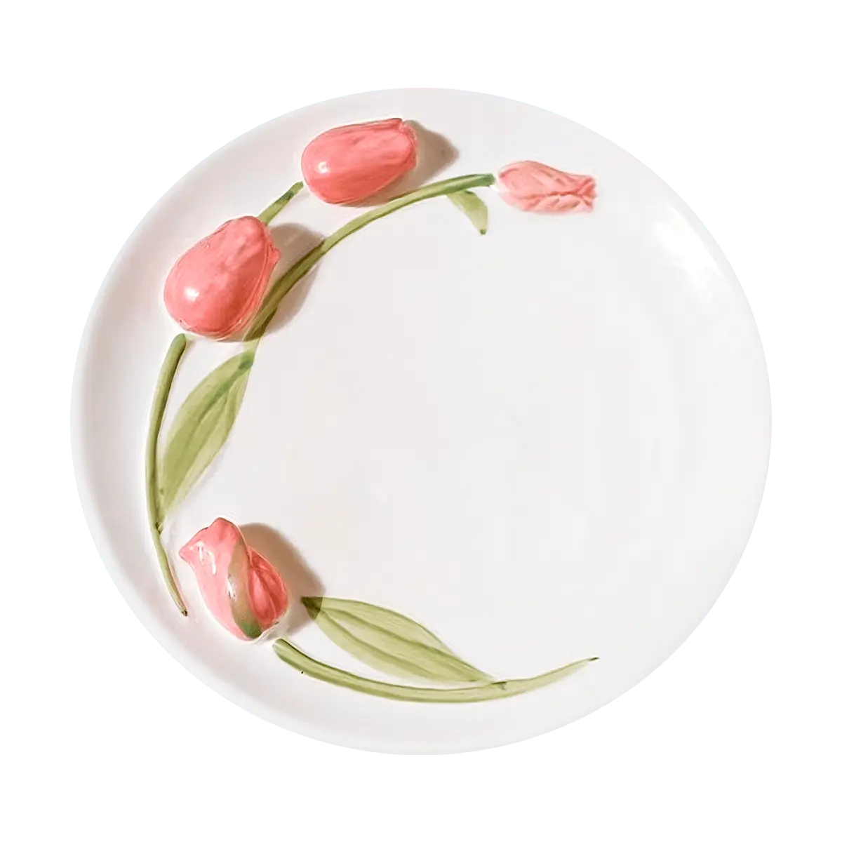 KAWASIMAYA Elegant Ceramic Plate with Tulip Design 8 Inches