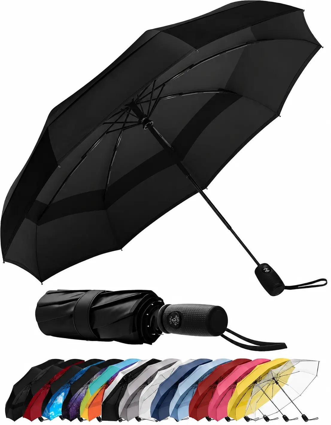 Repel 22-Rib Waterproof Windproof Travel Umbrella - Compact Auto Folding, 100MPH Wind-Resistant Premium Umbrella for Rain & Sun, Durable Light Portable for Men & Women, Fits Backpacks & Cars