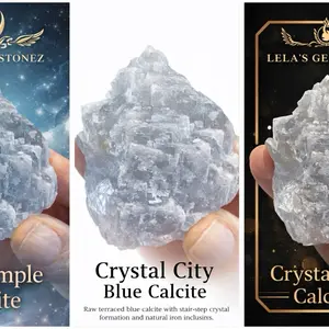 Crystal City Blue Calcite  Rare Terraced Formation Treasures  | Raw Collector Specimen crystals