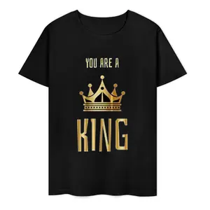 Plus Size Men's 'You Are The King' Print Crew Neck T-Shirt  Comfortable Casual Home Outings Party Wear S-3XL