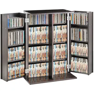 VEVOR Media Storage Cabinet,  , DVD Cabinet with Doors and Shelves, CD Storage Holds up to 576 CDs, Adjustable DVD Shelf, Protects & Organizes Music, Movie, Video Games or Collections-Espresso