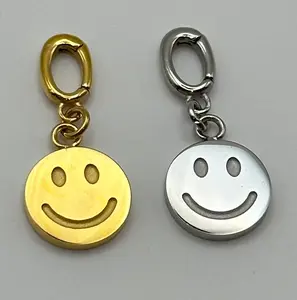 Smiley Charm — Joy in the Journey Interchangeable Charm System Waterproof Tarnish Resistant Stainless Steel with Secure Snap Open Clasp for Everyday Wear jewellery Elegant All-match Fashion Jewelry Set Jewel for Fashion Accessories Gold-Plated