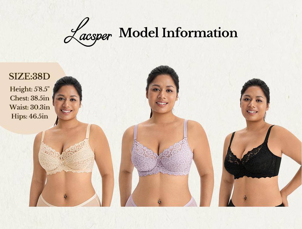 Lacsper Jasmine Plus Size Lace Bra with Special Lace Detailing Unlined Non-Padded Full Coverage Comfortable Supportive All Day SpringStatements Lacsper Jasmine Plus Size Lace Bra with Special Lace Detailing Unlined Non-Padded Full Coverage Comfortable Supportive All Day SpringStatements