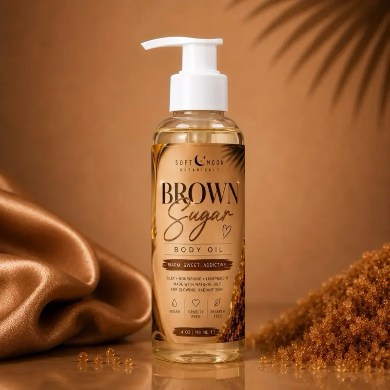 Brown Sugar Body Oil for Women 4 oz | Long Lasting Sweet Vanilla Caramel Scented Body Oil, Moisturizing Hydrating Body Oil for Glowing Skin, Lightweight Non-Greasy Dry Skin Oil, Gourmand Perfume Layering Oil, Fall Body Care, Soft Skin, Glowy Skin, Gift