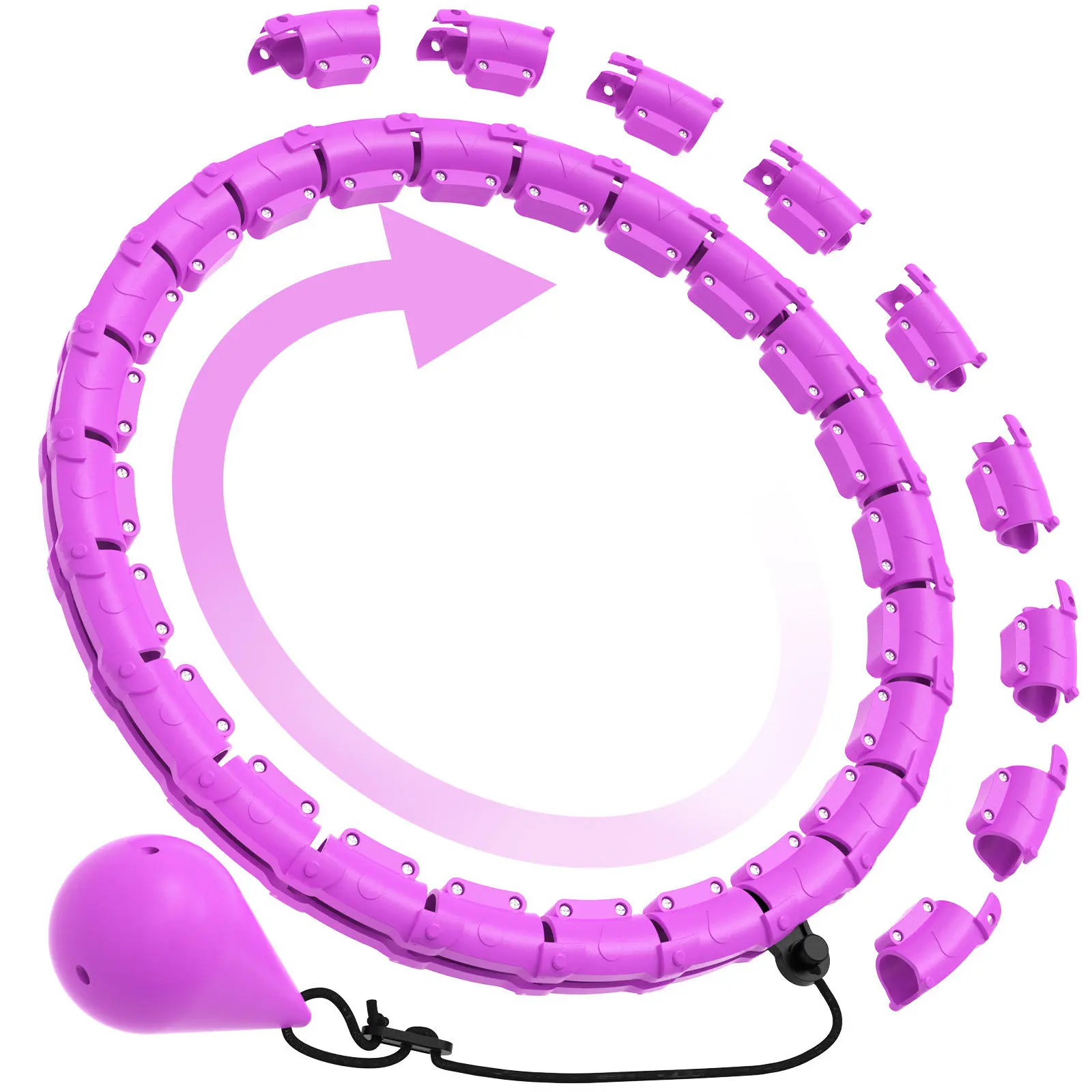 Weighted Infinity Exercise Hoop - Adjustable 32-Link Waist Trainer with 360° Full Rotation, Silent Bearings, Easy Assembly, Adjustable Length for Home Workouts & Dynamic Workout Experience (For Women), Customizable Options