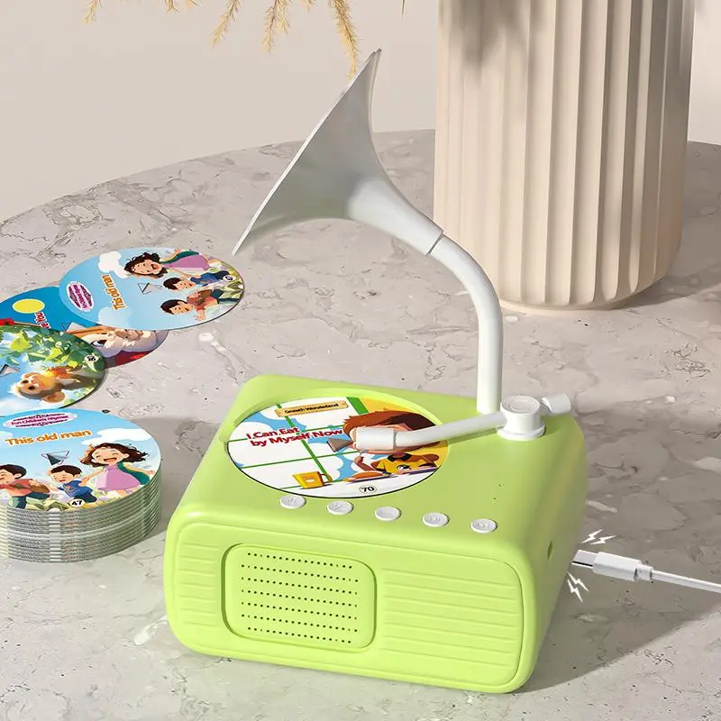Children's Smart Gramophone Early Education Toy with Learning Cards, Story Recording, Puzzle Functions & Mini Music Player