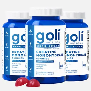 3 Bottles of Goli Zero Sugar Creatine Gummies - Keto-Friendly, Rich in Fiber, No Sugar Alcohols, No Artificial Sweeteners, Gluten-Free, Vegan, Non-GMO, and Gelatin-Free