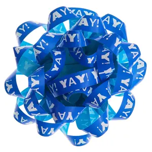 Blue "Yay!"/Aqua Recyclable Gift Bow 4.6"