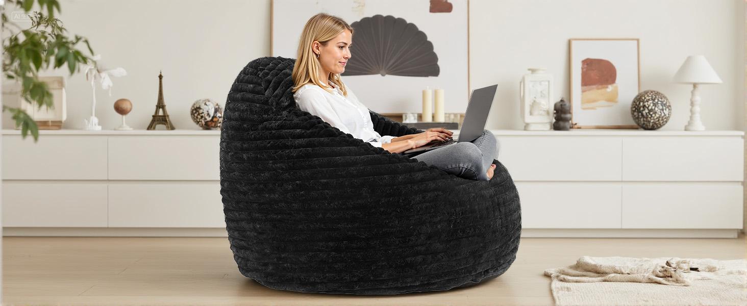 Bean Bag Chair, 39 Inch Bean Bags for Adults and Kids, Chair with Memory Foam Filled, Bean Bag Couch with Backrest and Armrests, Comfy Sofa for Living Room, Bedroom and Dorm,summerwins,outdoorfurnitureset,home decor,camping essentials