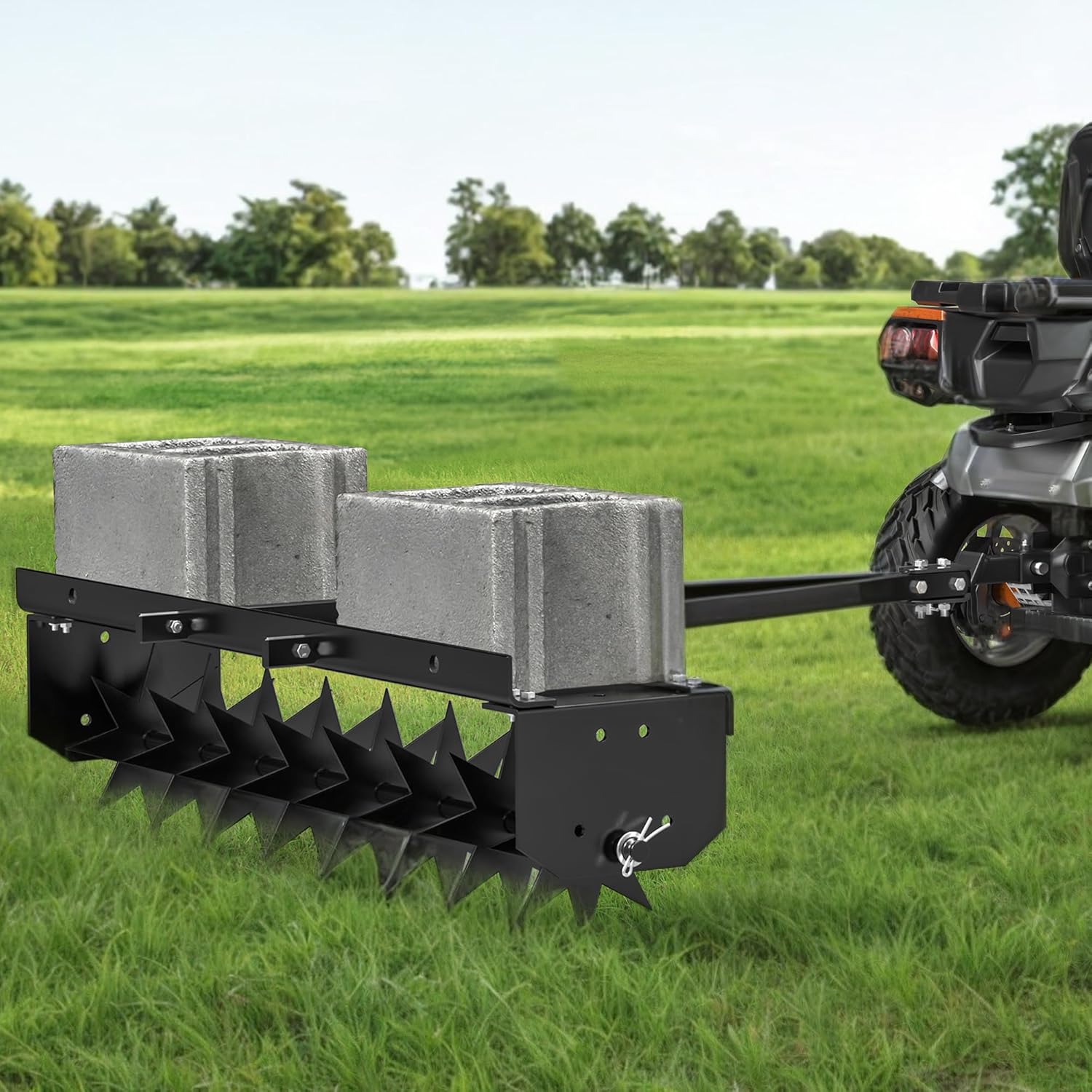 OEDRO 32" Lawn Aerator Tow Behind with Universal Hitch for Spike Aerator Black Efficient Lawn Care Solution