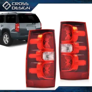 CROSSDESIGN Pair Tail Lights Lamps Left & Right Side Fit For 2007-2014 Chevy Suburban Tahoe