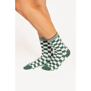 Charlie Crew Sock - Green Checkered