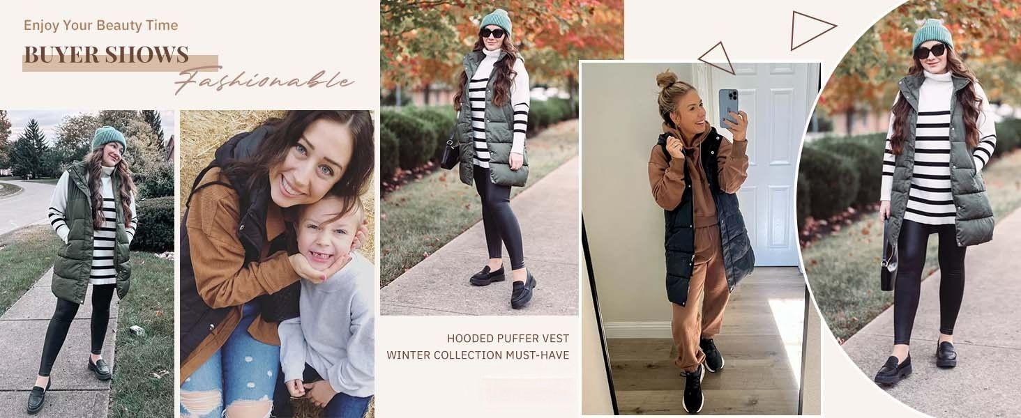 Long Puffer Vest Sleeveless Puffy Jacket with Removable Hood 2025 TikTokShopHolidayHaul Christmas Casual Hooded Puffer Coat Outerwear Vest Gilet 2025 Fall Winter Womenswear Style Tops