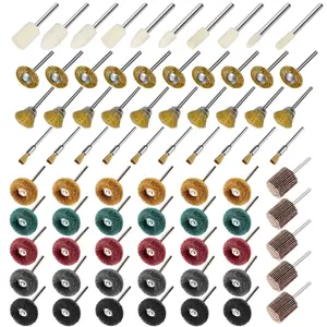 75Pcs  Professional Rotary Tool Polishing Kit - 1/8" Shank Brass Wire Brushes,Wool Felt & 120-800 Grit Abrasive Wheels,Polishing Bit for Rust Removal,Deburring