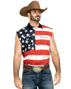 Cody James Men's American Flag Bubba Sleeveless Western Shirt - Cmsp19w47-Red