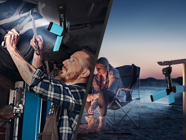 [3 OFF] GoGonova 3in1 Cordless Work Light with Hanging, Magnetic Attachment, Standing, Tri-Combination , 8AH Battery, 700/1200/2200 Lumen, 4000K/6500K Dimmable with Detachable Tripod for Outdoor work, Emergency, Camping, Fishing, Garag