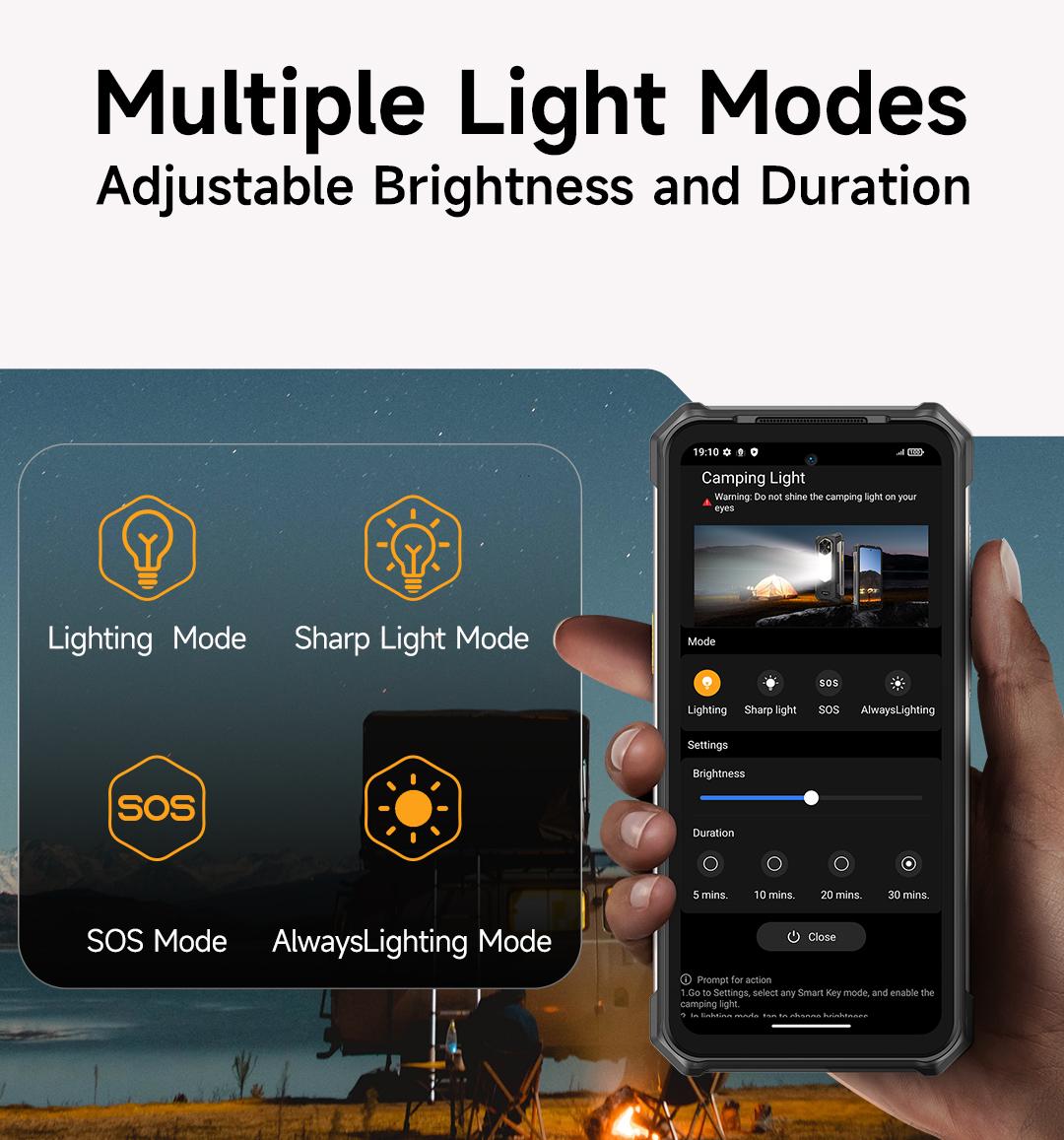 Ulefone RugKing 5 Pro 20000 mAh Battery 16GB+256GB Android 16 Rugged Phone, 6.78" 60Hz Display Tough Smartphone, 64MP+20MP+ 18MP Camera, Built-in Back Camping Light, NFC/ 4G Dual SIM/Widevine L1 - Black