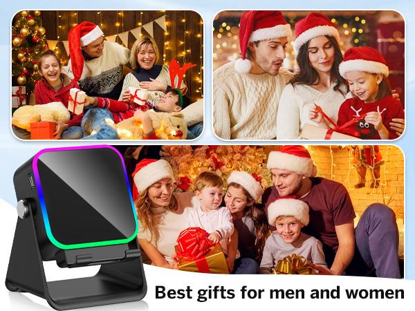 PUTARE Wireless Induction Audio Speaker Stand, 5in1 Cellphone Holder, 3500mAh Rechargeable Emergency Power Bank,360° Adjustable Mobile Tablet Stand with Colorful Ambient Light Gifts for Men Women, tiktokshopbacktoschool