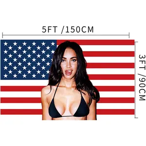 Megan Fox American 3x5Ft Flag Tapestry with 4 Brass Grommets, Wall Hanging Decoration for Man Cave, College Dorm Room, Outdoor Banner, Home Decor Supplies by summerwins