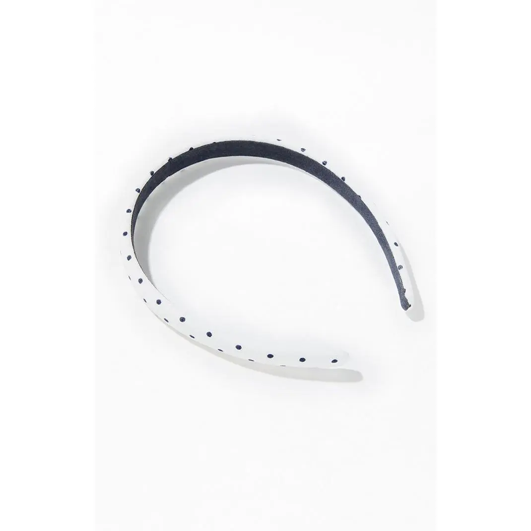 John Galt Women's White and Black Polka Dot Headband