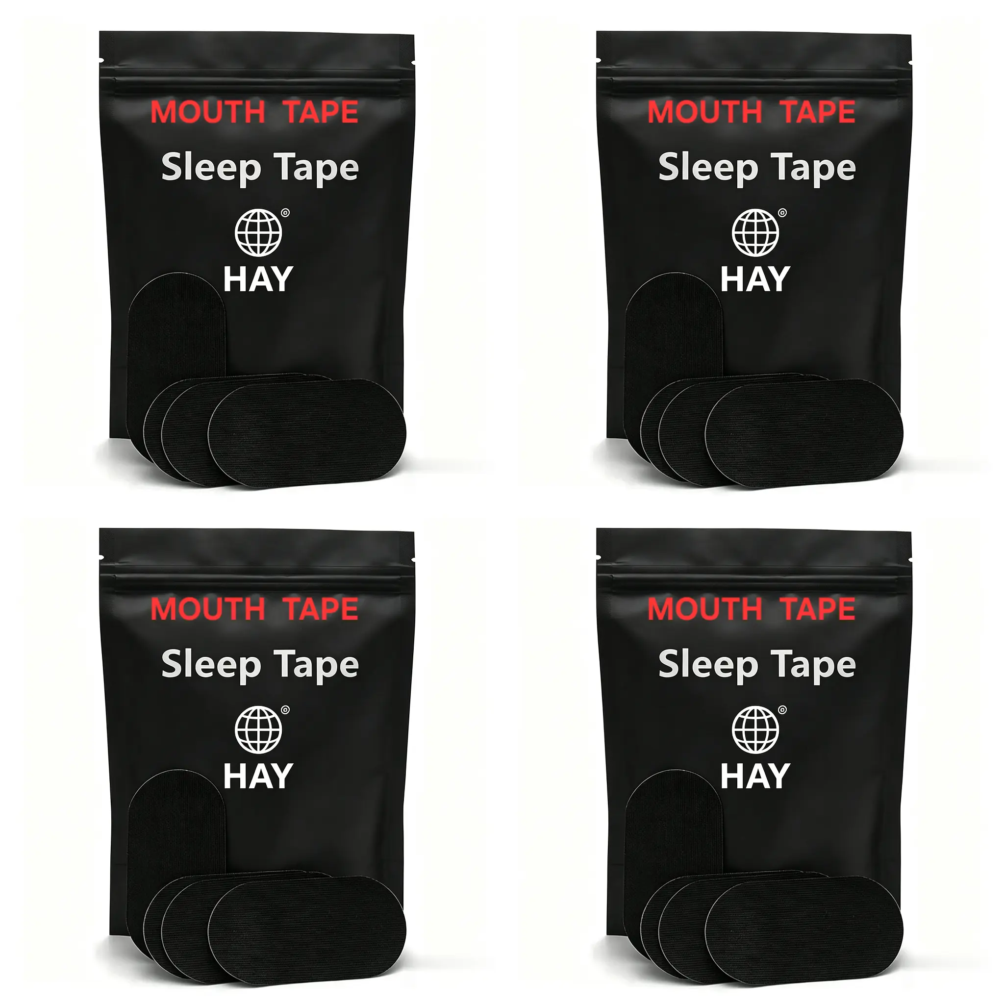 HAY Mouth Tape 30/60/120 Strips 1/2/4-Month supply Hypoallergenic Adhesive Gentle Ultra Breathable Stop Snoring Sleep Tape gym Sports Accessory Black and Pink， Tape Gentle Adhesion ， Comfort Tape for Skin， restful ， aid ， strong sleep strip ， healthcare