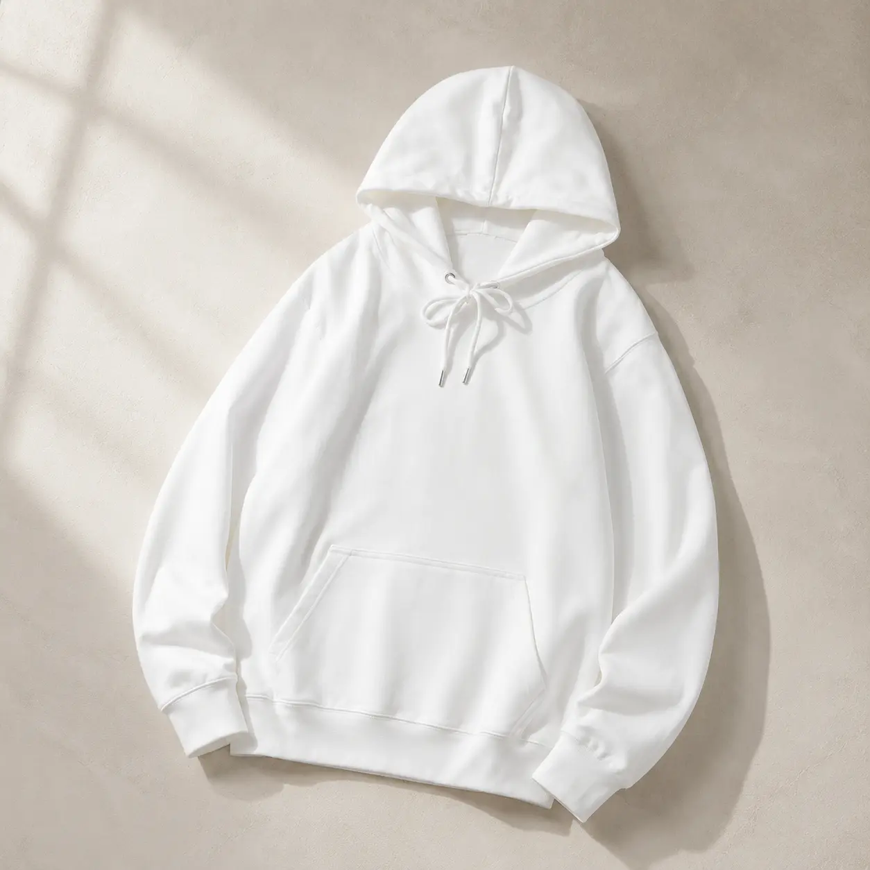 Men's Oversized Pullover Hoodie - 85% Cotton-Polyester Blend Fabric Menswear, Longsleeves, Kangaroo Pocket, Plain Soft Relaxed Fit Casual Streetwear Top