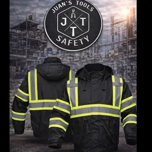 Black bomber jacket water proof Man Zipper Menswear Reflective Coats High Visibility Vest Reflectors