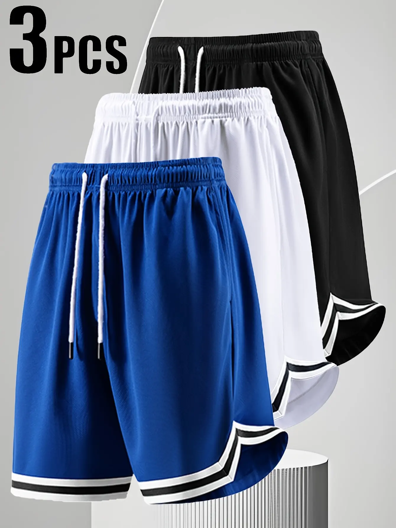 Tropical Menswear Men’s 5-Pack Casual Sports Athletic Shorts - Loose-Fit, Breathable Quick-Dry Solid Colors, Adjustable Waistband, Zippered Pockets, Ideal for Fitness Training Outdoor Wear