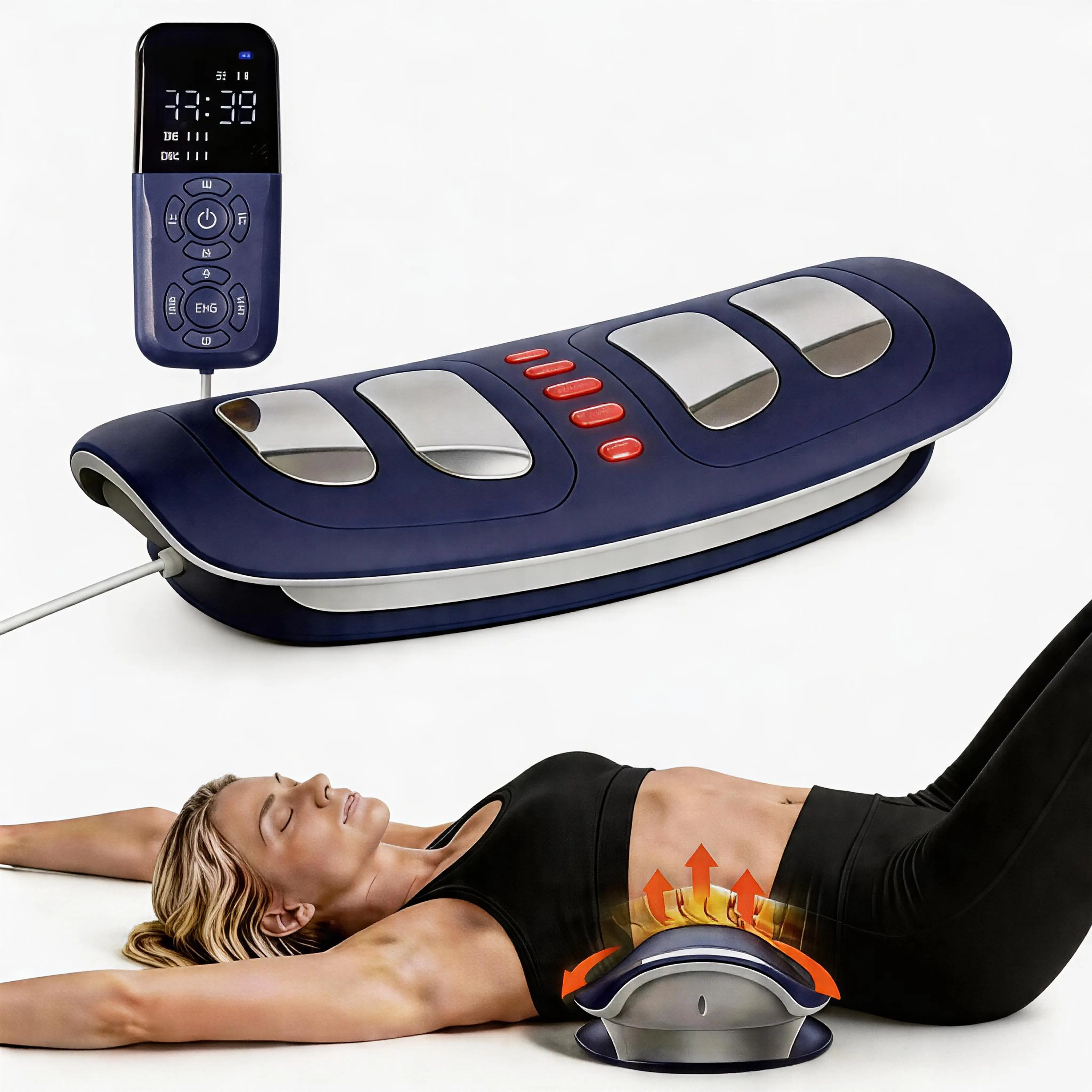 Portable Low Frequency Lower Back Vibratory Massager - Home Therapy Relaxation Aid with Dynamic Traction, Dual Intelligent Airbags, 8-Level Electrotherapy, 3-Level Vibration, Thermal Therapy, Adjustable Speed, Intelligent Control System, Pain Relief, Port
