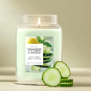 Yankee Candle Cucumber Mint Cooler, Scented Candle, 22oz Large Jar with up to 150 Hour Burn Time, Giftable