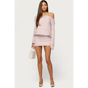 Off Shoulder Sequin Knit Mini Dress
