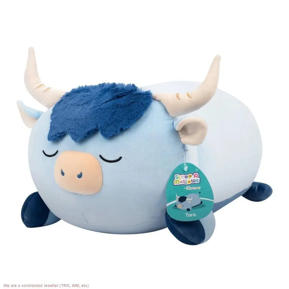 Squishmallows 18" Jumbo Toro Blue Highland Cow Fuzzy Belly Sleepamallow