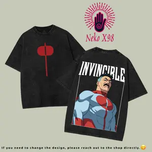 Omni Man Invincible War Comic Washed Tee, TV Show Comics Washed T-Shirt, Hoodies, Sweatshirt Heavyweight Cotton, Unisex Shirt Menswear Top  Oversized