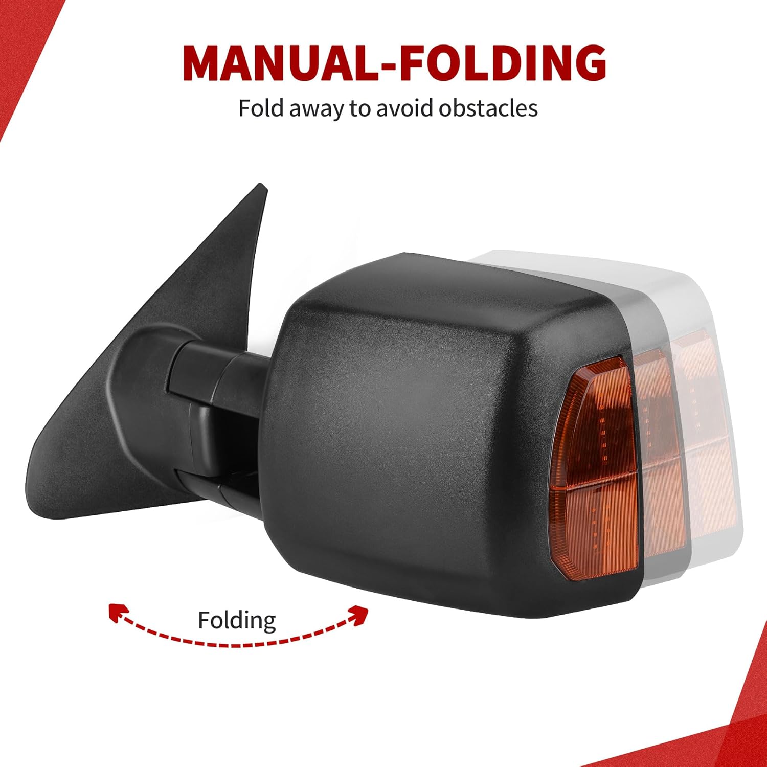 YITAMOTOR Towing Mirror Car Accessories for Toyota Tundra Models 2007-2017, Power-Adjusted Heated Turn Signal Light, Manual Telescoping & Folding Design