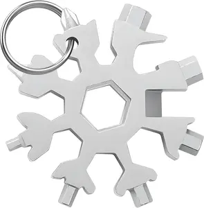 18-in-1 Snowflake Multi tool,Stocking Stuffers for Men Adults Dad, Unique Ideas Gadgets Multitool Mini Screwdriver Wrench Bottle Opener, Gifts for Men Dad Husband Boyfriend (Silver)