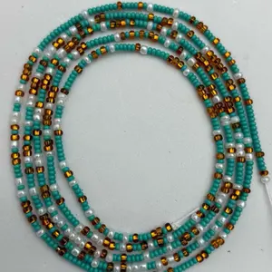 Turquoise glow tie on waist bead