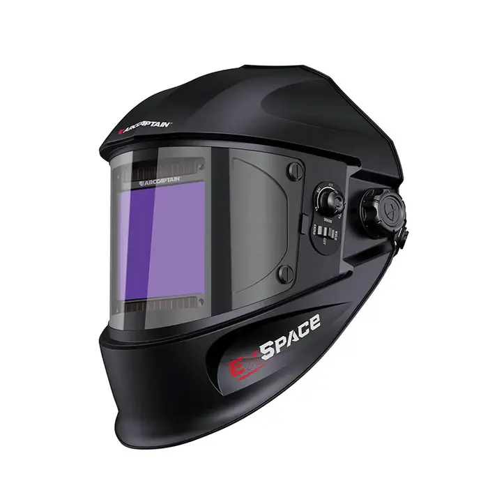 ARCCAPTAIN Auto-Darkening Welding Helmet - Adjustable Black Gloss, 3.94"x3.66" Large Viewscreen, 1/1/1/1 Optical Clarity, Solar Power, 4 Arc Sensors, 4-5/5-9/9-13 Shade, Auto Darkening Lenses, Rugged Metalworking Protection, Father's Day Gift, Welding Hel