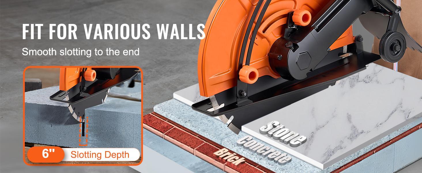 VEVOR Electric Concrete Saw, 16 in, 3200 W 15 A Motor Circular Saw Cutter with Max. 6 in Adjustable Cutting Depth, Wet Disk Saw Cutter Includes Water Line, Pump and Blade, for Stone, Brick Construction VEVOR Super Brand Day