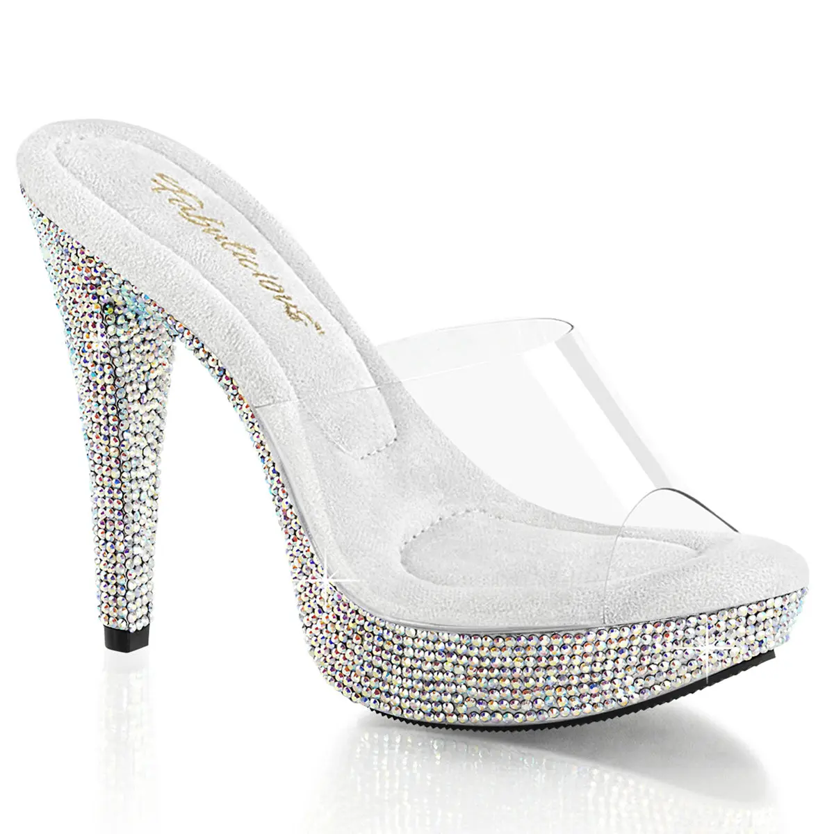 Women's Rhinestone-Embellished High Platform Sole Sandals - Stylish Shoe & Footwear for Cocktail Occasions, Cocktail-501DM