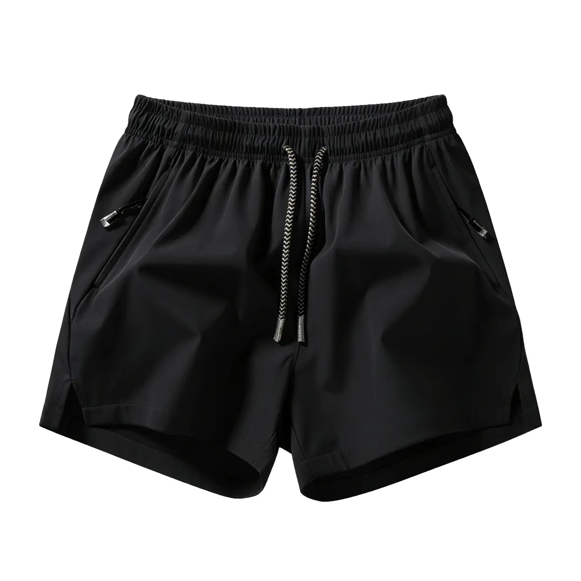 Men’s solid-color shorts with zippered pockets, casual athletic fit, regular sizing, suitable for gym workouts, running, and other sports—men’s summer bottoms