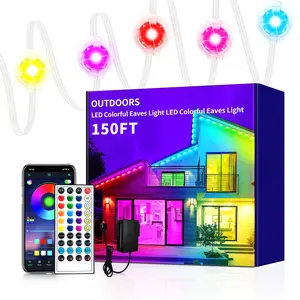 LED Smart Control Permanent Outdoor Lights for House, Waterproof IP67 RGB Eave Lights with App Remote Control, for House Roof Decor Christmas Party All Holidays and Daily Use
