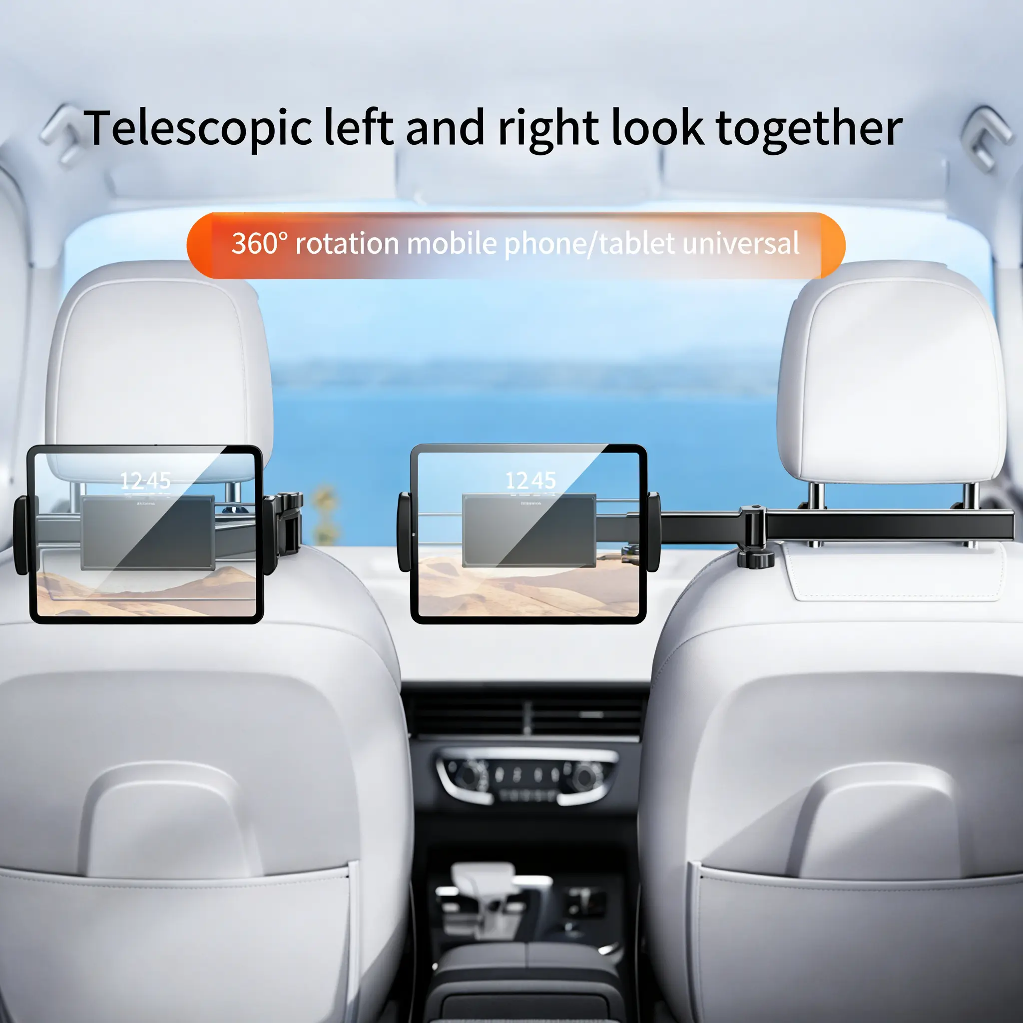 3-in-1 Adjustable Car Headrest Tablet & Phone Mount - Cars Accessories, Hands-Free Convenience, Universal Backseat Holder for 4.7-12.9" iPad/Galaxy/Fire HD, Ideal Fall Travel Accessory for Moms to Entertain Kids