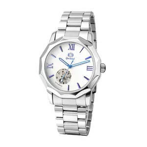 Men's Automatic Mechanical Watch: Stainless Steel Business Casual Wristwatch with Luminous Hands & Diamond-Shaped Analog Easy-read Roman Numbers Case