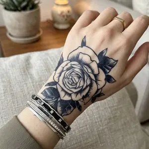 Rose Design Back of Hand and Shoulder Herbal Juice Tattoo Stickers - Waterproof, Smudge-Proof, Lasts 1-2 Weeks