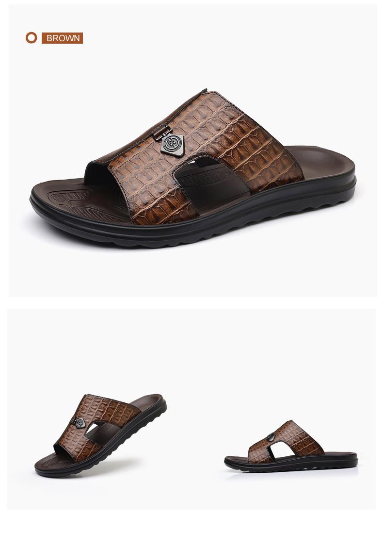 Men's Vegan Leather Summer Fashion Sandal & Stylish Slipper with Mixed-Texture Design | Quick Dry Sandals with Anti-Slip Sole | Beach Shoes for Men & Beach Casual Wear | Outdoor Beach Shoe, Outdoor Sandal for Indoor Use & Outdoor Entertainment