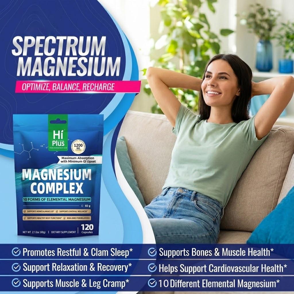 Magnesium Complex 10 Essential Magnesium Supplement 1200mg 120 Capsules - 3 Pack Bundle
