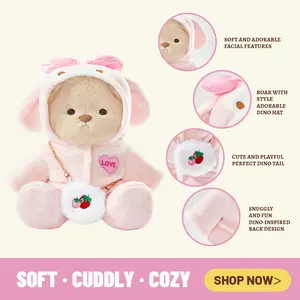 TEDDY HUGGY Adorable Teddy Bear Collection - Pink Rabbit Shoulder Bag Outfit Paired with a Cute Teddy Bear - 12 Inches Tall - Soft Plush Toy with Movable Joints - The Perfect Gift for Any Age.