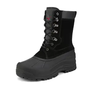 NORTIV 8 Men's Insulated Waterproof Snow Boots - Waterproof Outdoor Footwear with Closed Comfort Insole, Tactical Rubber Sole, Black Fur Lining for Walking