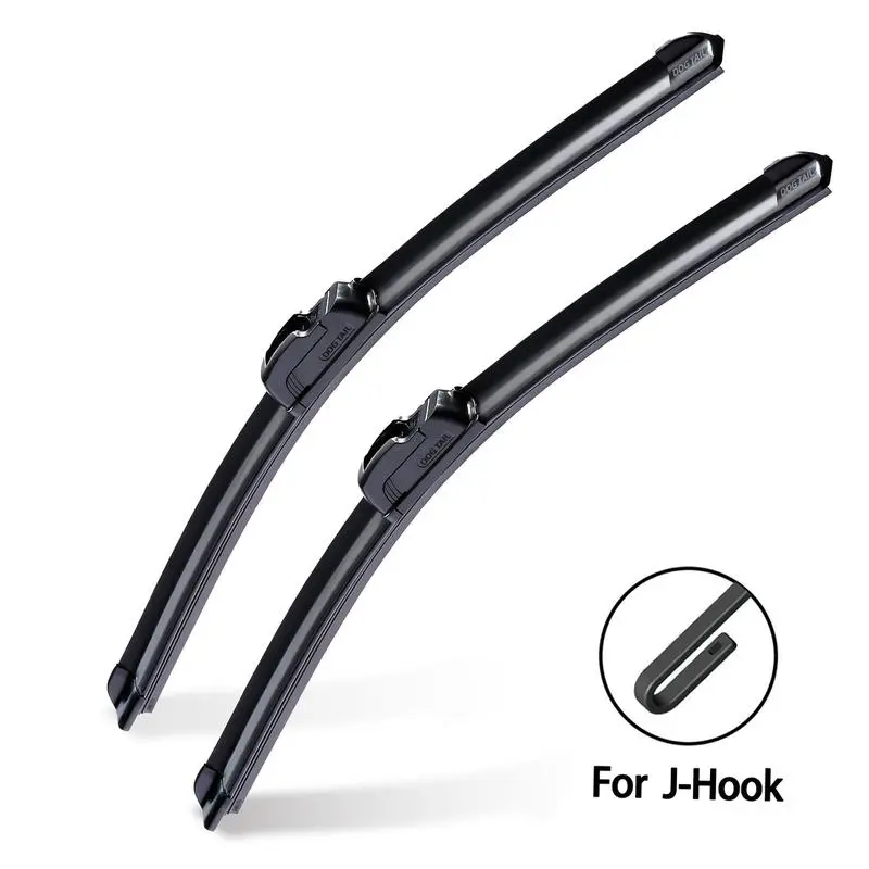 Frameless U-Hook Universal Windshield Wiper Blades, Quiet Clear Streak-Free All-Weather Replacement for Sedan, SUV